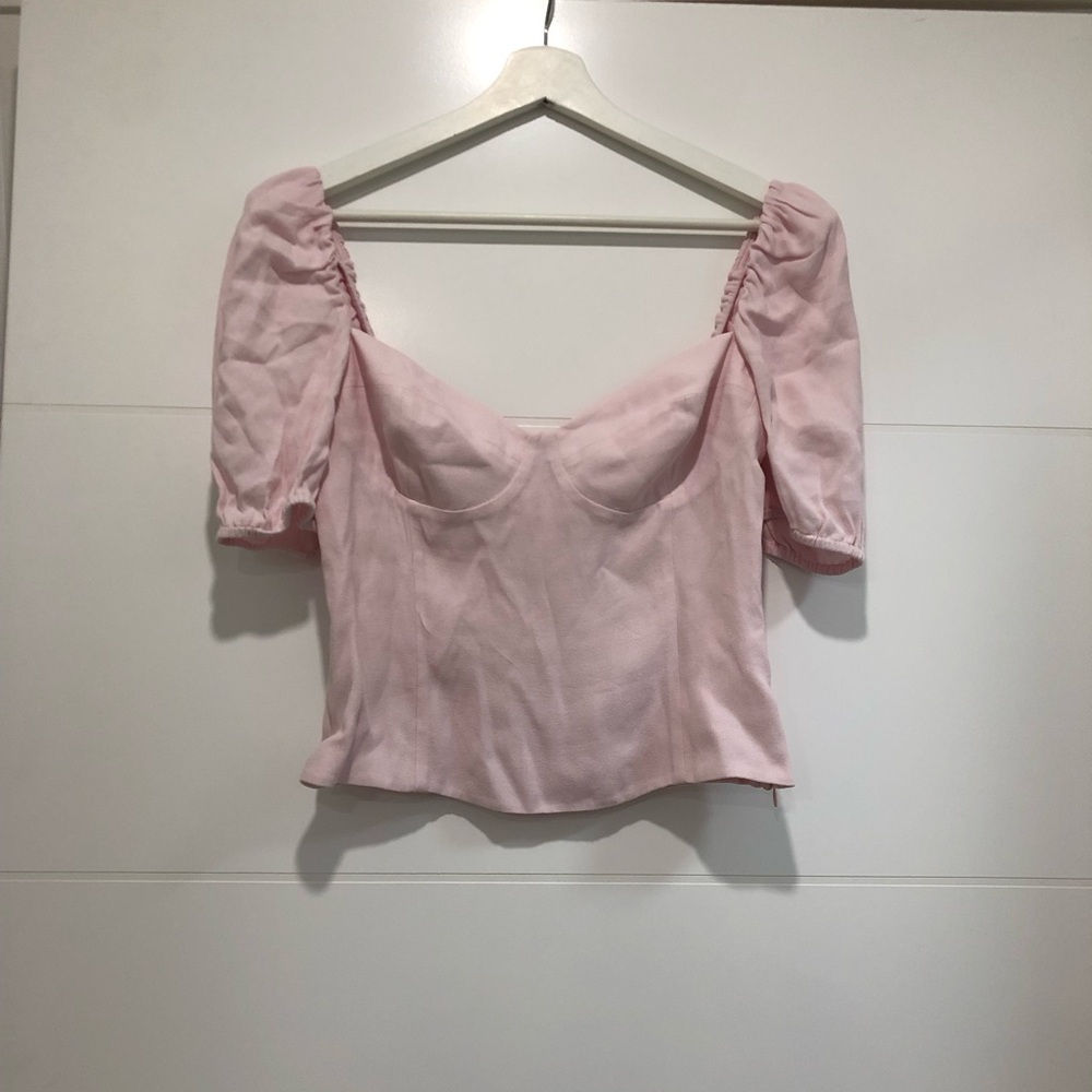 Aritzia Pink Puff Sleeve Blouse - Picture 1 of 3